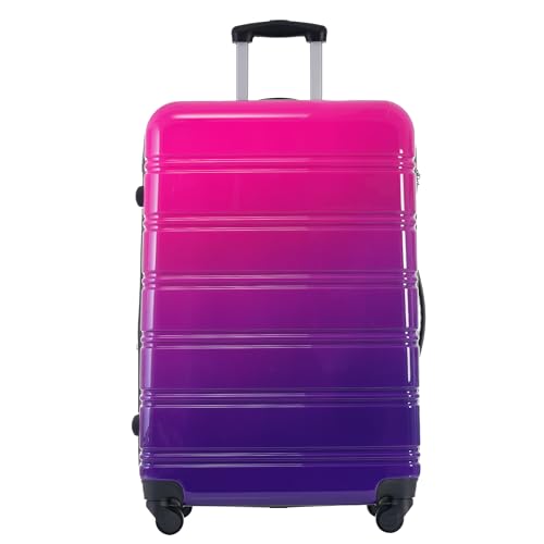 3-Piece Gradient Color Hardshell Luggage Set with Spinner Wheels, Expandable Lightweight Design, Purple and Pink3