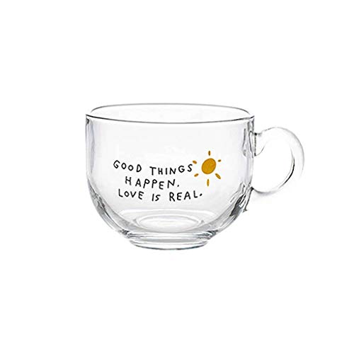 JLWM Cuenco para Sopa con Asa De Cristal Vaso, 460ML Cuencos para Sopa Jarra Taza Microonda Estilo Japonés Tazón para Leche Yogur Café Desayuno-Transparente