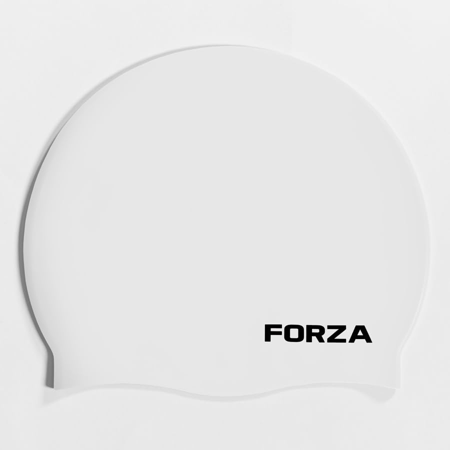 FORZA Kids’ Swimming Caps | Premium Silicone Swim Hats for Children Aged 3-13 | Comfortable, Durable, & Splash-Proof | Available In 5 Multiple Pack Sizes (50, White, S)
