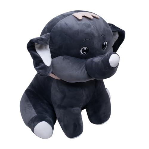 Image of (30 CM Stuffed Elephant Soft Toy Cute Animal Plush Teddy | Super Soft Cuddle Elephant Embrace Toy for Kids & Babies | Black Huggable Stuffed Animal Birthday Gift for Boys and Girls