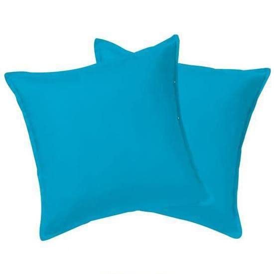 2 Taies D'oreiller 50x70 Cm Bleu Turquoise - 100% Coton 57 Fils/cm² - Qualité OEKO-TEX