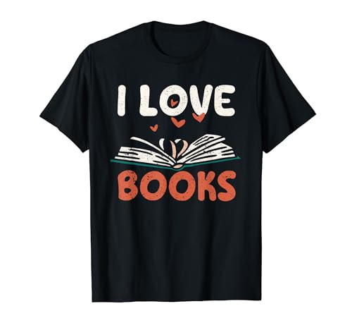 I Love Books Heart Reading Book Lover Librarian Bookworm T-Shirt