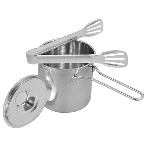 DIYEAH 1Set Stainless Steel Deep Frying Pot with Strainer and Tong Kitchen Fryer for Home Cooking Oil Saving Design for Fries and Other Fried Foods