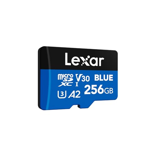 Lexar Blue Carte Micro SD 256Go, jusqu'à 160 Mo/s en Lecture, Carte microSDXC UHS-I, C10, U3, V30, A2, vidéo Full HD et 4K, Carte mémoire Haute Vitesse pour...