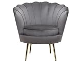  Habitat et Jardin Fauteuil en Velours Floria - 75 x 68 x 77.5 cm - Gris