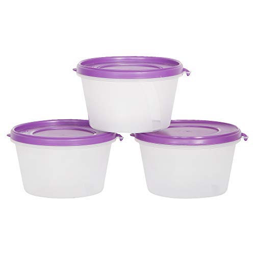 Image of Cutting EDGE Nesterware 750ml Stackable Food Container (Set of 3, Purple) | BPA-free plastic, stackable design, leak-proof, kitchen storage, pantry, fridge, meal prep, reusable, travel use