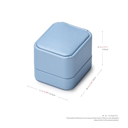 Leathe Ring Box Jewelry Gift Box Ring Holder Case For Birthday, Proposal,Wedding,Valentine's Day Gifts (Blue)