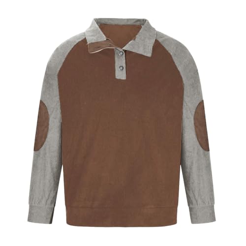 Sweat-shirt léger pour homme coupe moderne en velours thermique marron taille M
