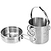 XJKLBYQ Camping Pot, Portable Backpacking Pot with Foldable Handle, Stainless Steel Backpacking Cookware for Outdoor Picnic Hiking/5x6