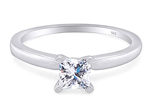 Jewel Zone US Princess Cut White Cubic Zirconia Anniversary Solitaire Ring in 14k Gold Over Sterling Silver (0.75 Carat)3
