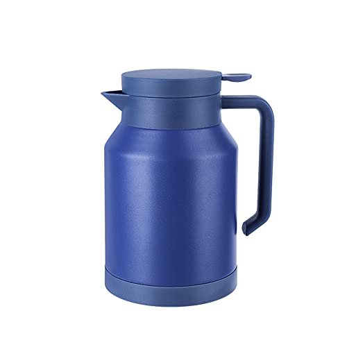 EaseUup 真空断熱卓上ポット 1.5L 保温・保冷 魔法瓶 広口 軽量 二重壁ステンレス エアーポット お茶 コーヒー テーブルポット おしゃれ ポット(まほうびん)ブルー