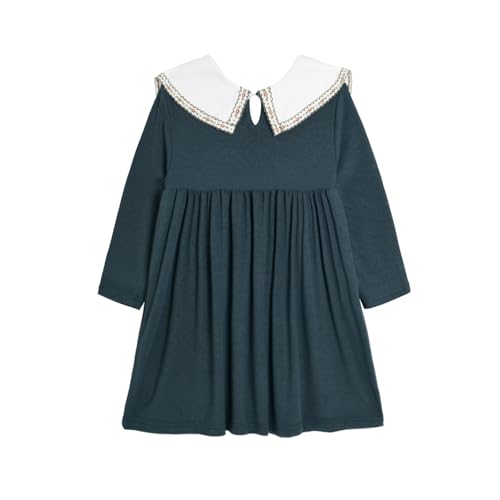 LittleSpring Girls Long Sleeve Dress with Peter Pan Collar Casual Dresses2