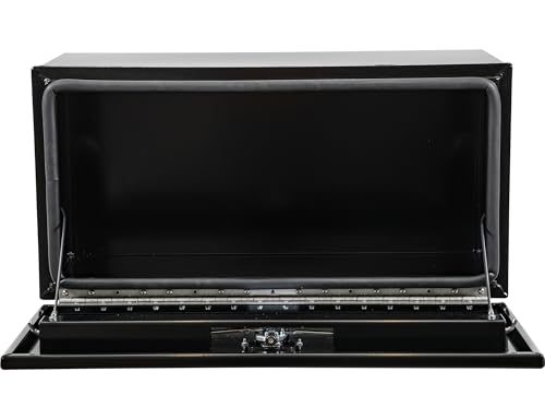 Image of Buyers Products 1706905 Pro Series Underbody Truck Box, 18x18x36 Inch, Gloss Black, 0.125 Inch Smooth Aluminum, 3-Point Locking Drop Door, Bolt-On Hinge, Weather Resistant, No Center Post, Made in USA
