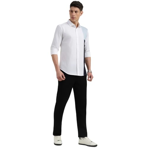 Image of United Colors of Benetton Slim Fit Semi-Cutaway Collar Colorblocked Shirt - 26P5CB104PLNI901