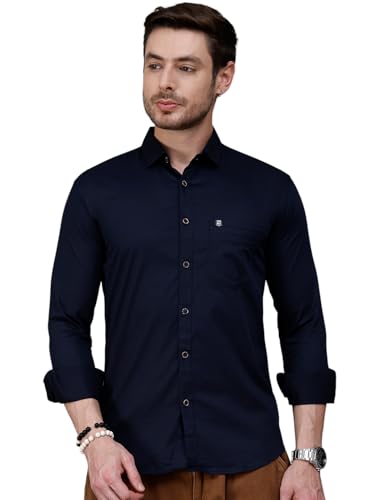 Image of Majestic Man Comfort Slim Fit Solid Pure Cotton Casual Shirt
