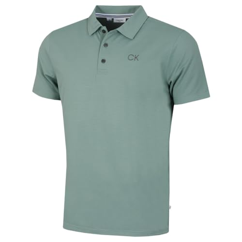 Calvin Klein Herren Campus 3 Knopf Kragen Polo Hemd - Salbei - L