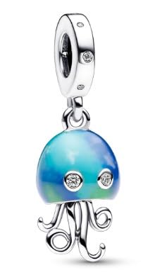 The Charmery Blue Jellyfish Charm 925 Sterling Silver Charm Compatible with Pandora Charms, and Many Other UK Charm Bracelets