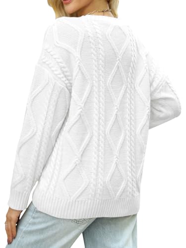Image of MixShe Women's Oversized Crewneck Cable Knit Sweaters Fall Fashion 2025