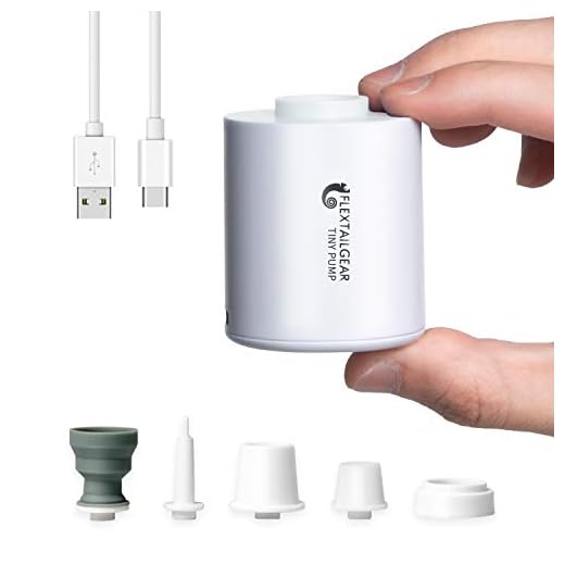 FLEXTAILGEAR Tiny Pump Portable Air Pump, Ultra-Mini with 1300mAh Battery USB Rechargeable to Inflate Deflate for Pool Floats Air Bed / Mattress Swimming Ring Vacuum Storage Bags (White)