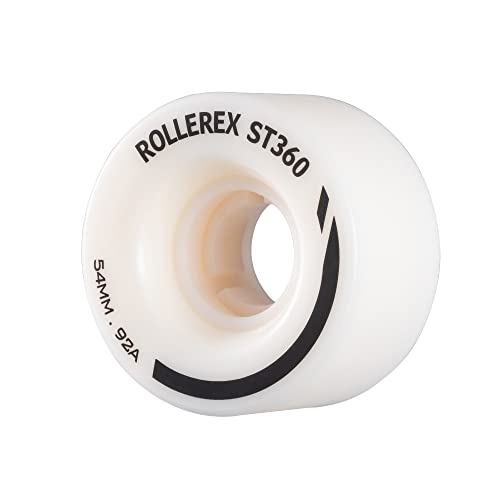 Rollerex St360 92A Roller Skate Wheels (8-Pack) (Color Options) - Indoor Outdoor - Use For Quad Skate Wheel Replacement (Prime White) #TOP2