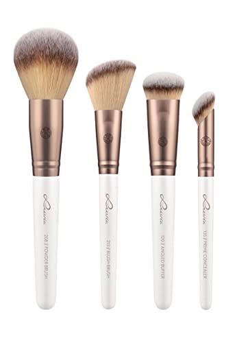 Luvia Highlight & Contour Pinselset – 3 Vegane Schminkpinsel Aus Nurai-Haar, In Satin-Tasche