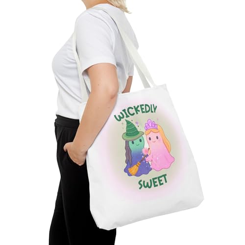 Wicked Glinda Elphaba Inspired Tote Bag, Halloween Costume Accessory, Trick or Treat Bag, Ghost Theme Tote, Witch Princess4