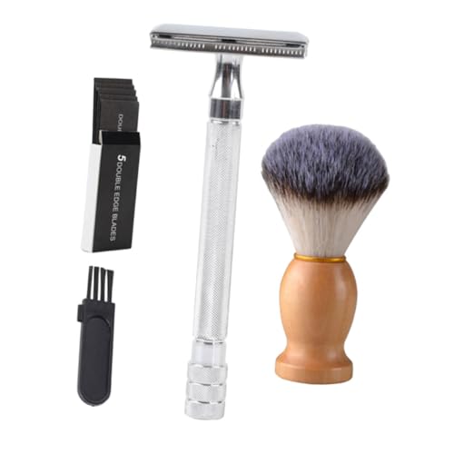 Didiseaon Old Fashioned Shaver Kit Manual Beard Razor Metal Razor Beard Brush Travel-friendly Shaving Set