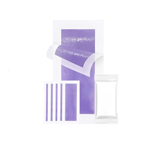Bandas de Cera Depilatorias, Kit de 40 Bandas de Cera Corporal de Doble Cara para Eliminar el Exceso de Vello en Rostro y Piernas. (Morado)