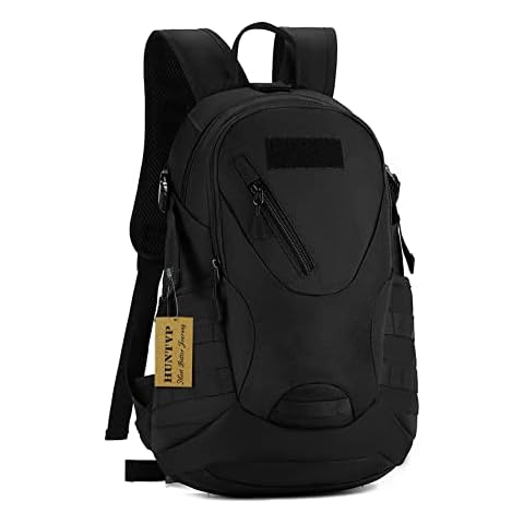 HUNTVP Military MOLLE Backpack Rucksack Gear Tactical Assault Pack 20L for Hunting Camping Trekking Travel (Black) Cover