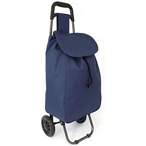 Lightweight Wheeled Shopping Trolley - Push Cart Luggage Bag with Wheels Easy Rolling Foldable Frame (Navy), S Cover