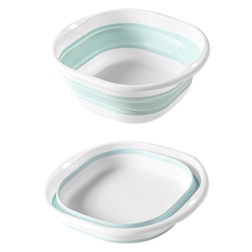KUIZHEN Square Collapsible Washing up Bowl, 5L Multi-Functional Outdoor Travel Water Storage Basin, Folding Hand Wash Basin for Kitchen Sink Travel Camping Hiking and Motorhomes(Green)