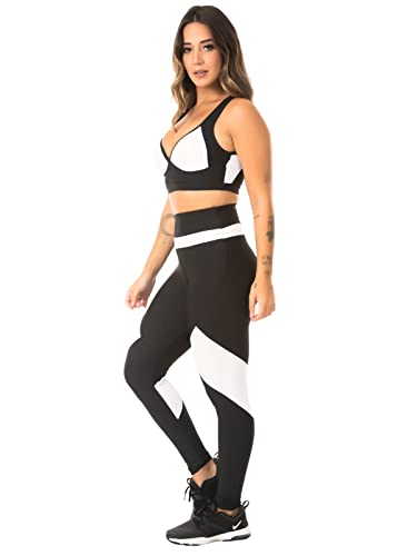 Conjunto Fitness Legging E Top Roupas De Academia Feminino (Branco, G)