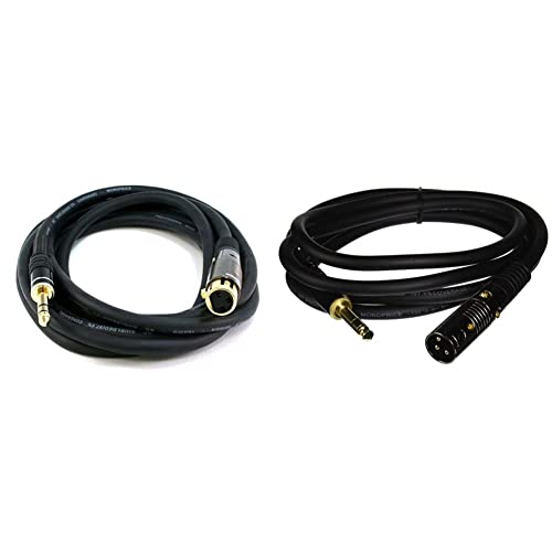 Image of Premier Series XLR Female to TRS Male 10FT & 6FT Black Cables by Monoprice