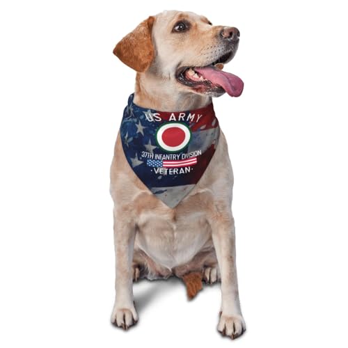 US Army 37th Infantry Division Veteran Dog Scarf Pet Bandana Cat Pet Bibs