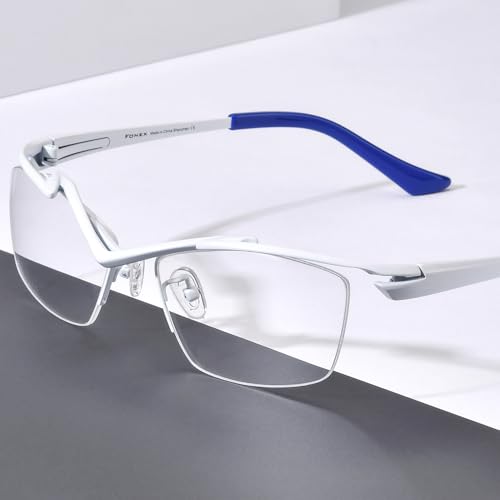 Image of FONEX Pure Titanium Glasses Frame Men Semi Rimless Square Eyeglasses Eyewear DTX416