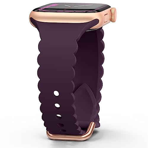 Sunnywoo Lace Sport Silicone Band Compatible with Apple Watch 38mm 40mm 41mm 42mm 44mm 45mm 46mm 49mm for Women, Soft Wristband Waterproof Replacement for iWatch Series Ultra 10 9 8 SE 7 6 5 4 3 2 1