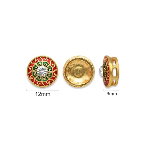 Image of Satra Traders Meenakari Beads for Jewelry Making,DIY Crafts | Size : 12mm | Qty : 12pcs | MKB74 | Pink