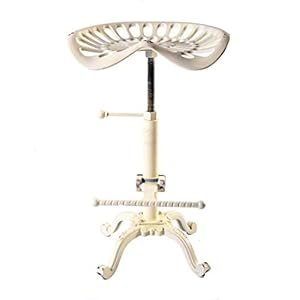 Diwhy Rustic Industrial Farmhouse Tractor Seat Adjustable Bar Stool Industrial bar Chair (Aged White, Cast Iron) Diwhy Rustic Industrial Farmhouse Tractor Seat Adjustable Bar Stool Industrial bar Chair Aged White Cast Iron