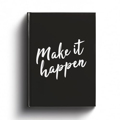Image of A5 Hard Cover Diary, 160 Pages Ruled Notebook, 90 GSM Natural Shade Paper, Stylish Journal Diary for Women, Men, Students, and Office Use, Black Solid (Make It Happen)