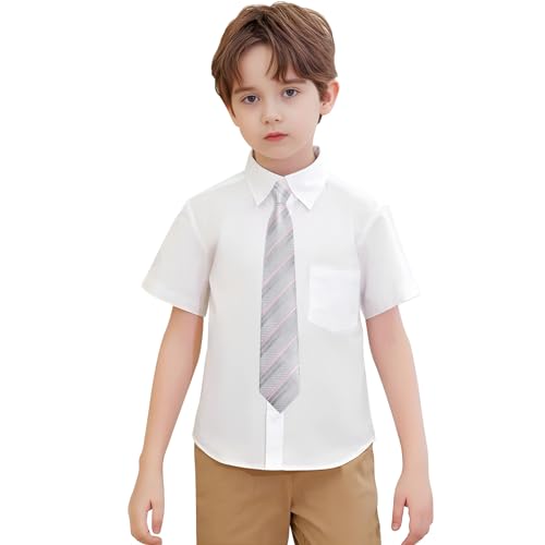 Image of Hi-Tie Boys Tie Pre-Tied Pocket Square Set Adjustable Kids Neckties Age 7-11 Years School UniForm Graduation