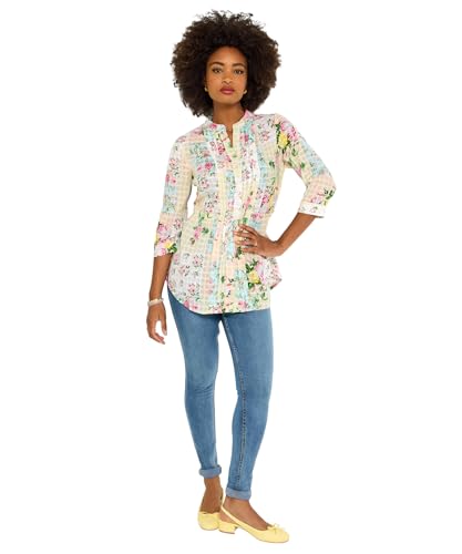 Joe Browns Women's Patchwork Floral Printed Cotton Blouse, Regular, Multi, UK 14