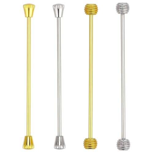 CRAFTYMELODY 4 Stück Kragenstäbchen Aus Messing Mit Kugelverschluss 4 verschiedene Ausführungen Klassische Kragenclips Anstecknadeln Für Herren Und Damen Anzug Krawatte Krawatte