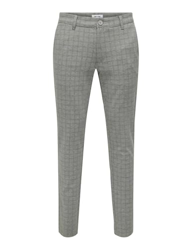 Pantalon à carreaux Only & Sons homme 28W 30L chino habillé gris brouillard