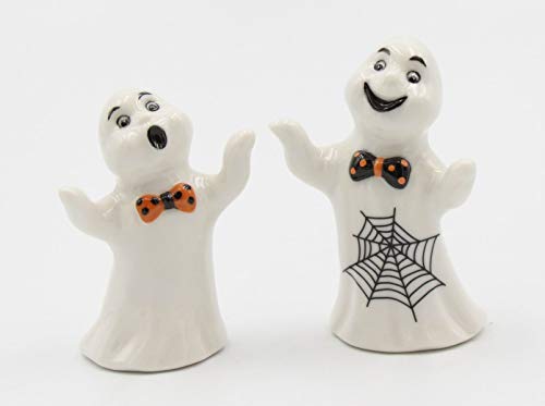 Fine Ceramic Halloween Casper Salt & Pepper Shakers Set, 3-1/2