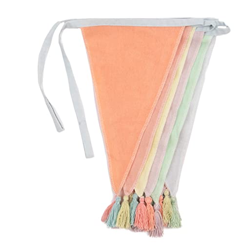 Talking Tables Pastel Fabric Bunting with Tassels 10ft | Pink, Yellow, Green Triangle Flag Pennant Garland, 100% Cotton, Home Décor for Girls Bedroom, Nursery Accessories, Easter Decorations by Talking Tables - Image 2