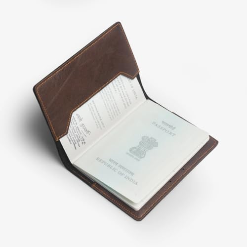 Image of ncgifts Customised Leather Passport Holder: Personalised Name & Charm for Men & Women - Unique Travel Gift, Document Organiser, Boarding Pass Holder, Customised Gifts for Men & Women (Brown)
