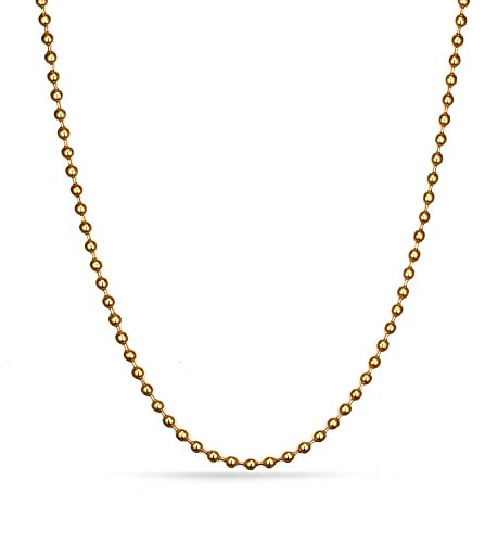 SINLEO Titanium Stainless Steel Small Beads Ball Chain Necklace for Men Women 24-38 Inches Silver Black Gold