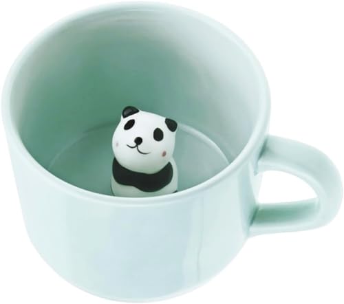 Itian Tazas de Cerámica, Taza Gato Linda Panda, Taza de Café de Cerámica con Tapa, Tazas de Animales en 3D, Té Leche, Taza Novedosa para Bodas, Cumpleaños, Navidad, Regalos para Niños, 230ml