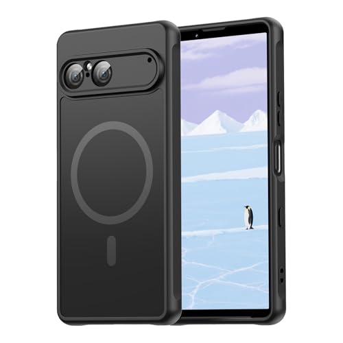 Effcotuo Magnétique Coque pour Sony Xperia 10 VII Case avec MagSafe, Anti-Chute Silicone Souple + Acrylique Givré Coque, Etui Translucide Mat Arrière Housse Fine...