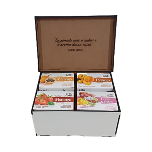 Combo Caixa De Chá Em Madeira + 4 Caixinhas De Chá Em Sachê